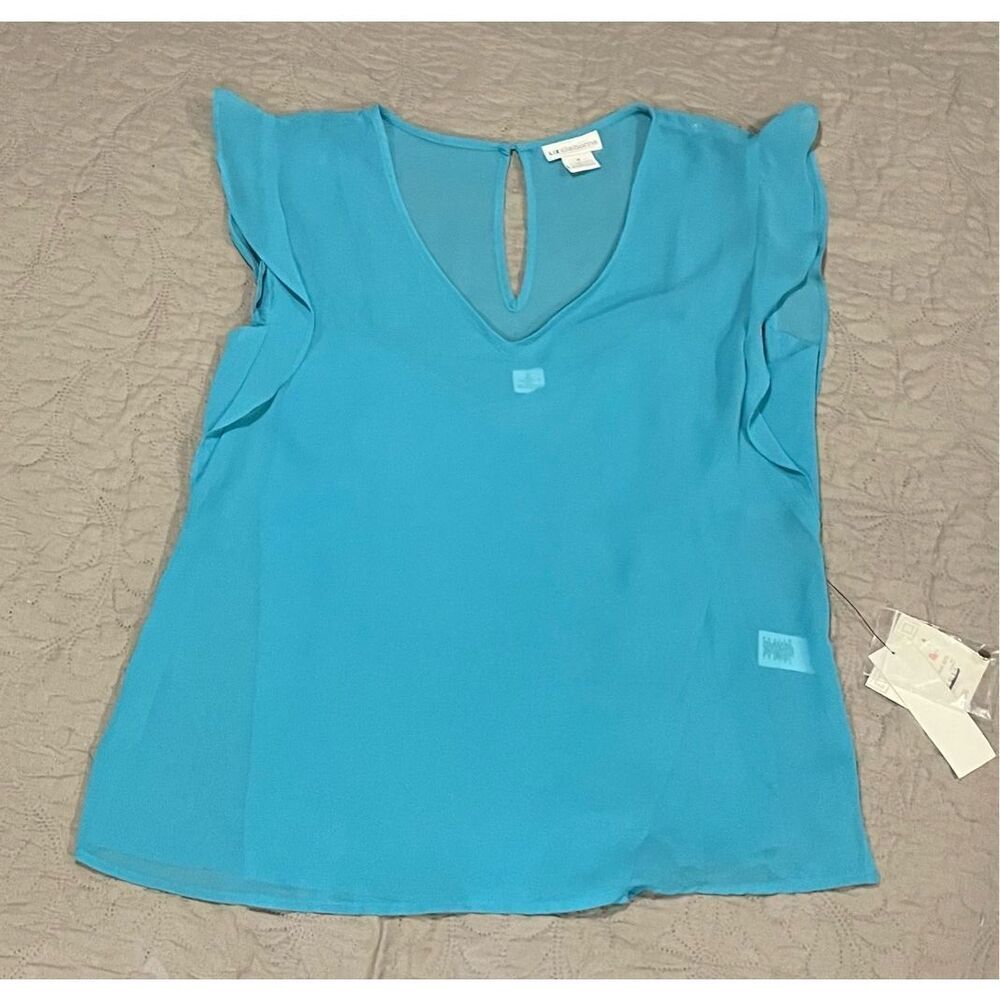 Liz Claiborne Blue Flowy Top Blouse Medium New